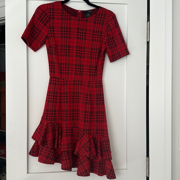 Aqua black and red plaid dress, size XS - Picture 2 of 5